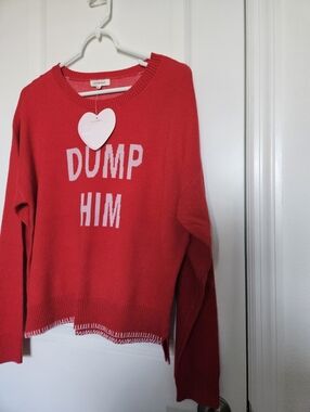 NWT No Comment Red "Dump Him" Sweater Size XL